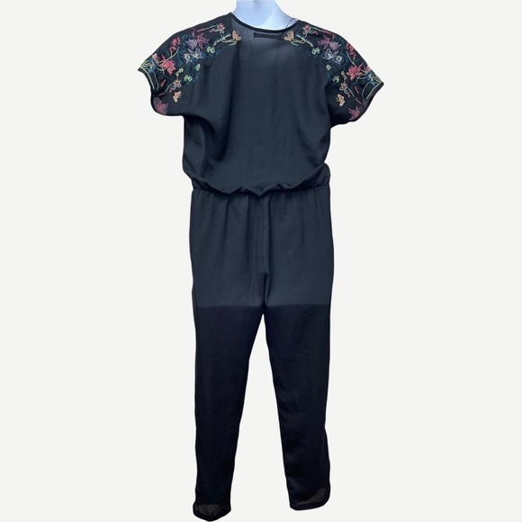 Zara Black Embroidered Sleeve Jumpsuit M - Picture 5 of 7